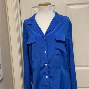 EUC Christian Dior Vintage‎ Blouse Royal Blue Large